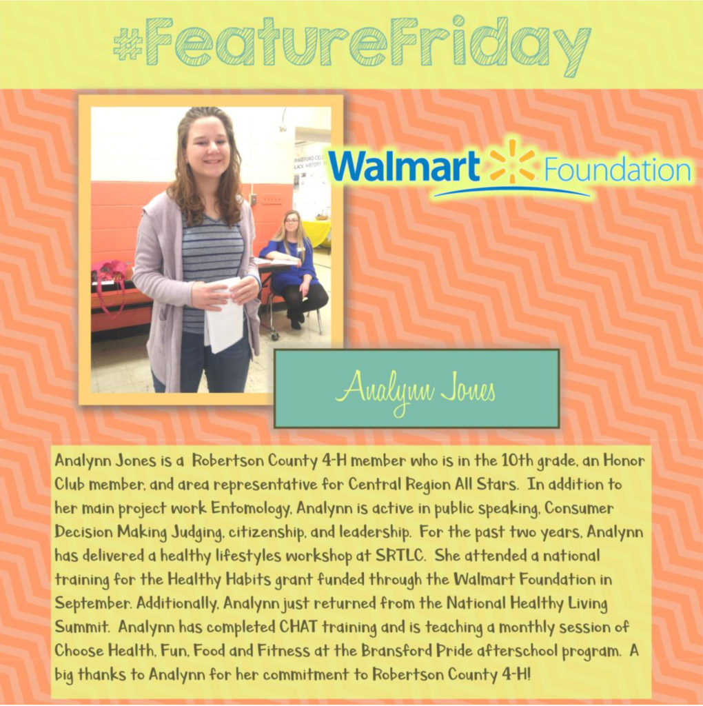 Feature Friday: Analynn Jones, Roberston County [Walmart Youth Choice: Youth Voice]