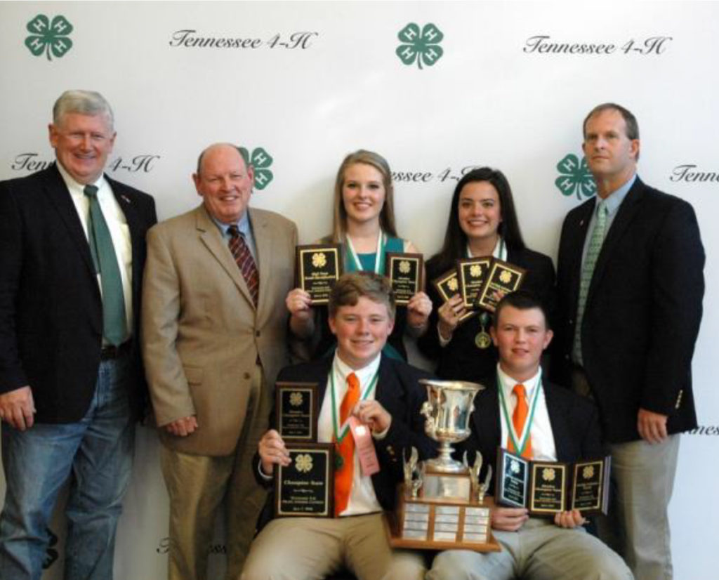 State 4-H Meats Judging Contest Results - The Lincoln County A team comprised of: Nic Bradley, Alex Moore, Jana Owen and Ella Pollock, came away with top honors and will represent Tennessee at the National 4-H Meats Judging Con- test, October 16-17, 2018, in Manhattan Kansas. The team is coached by Dan Owen.