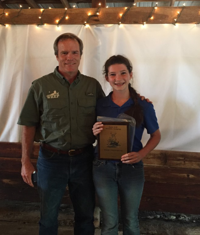 WILDLIFE JUDGING RESULTS - High Individual: Sophie Buck, Lincoln County, pictured with Dr. Craig Harper, Professor, UT Extension