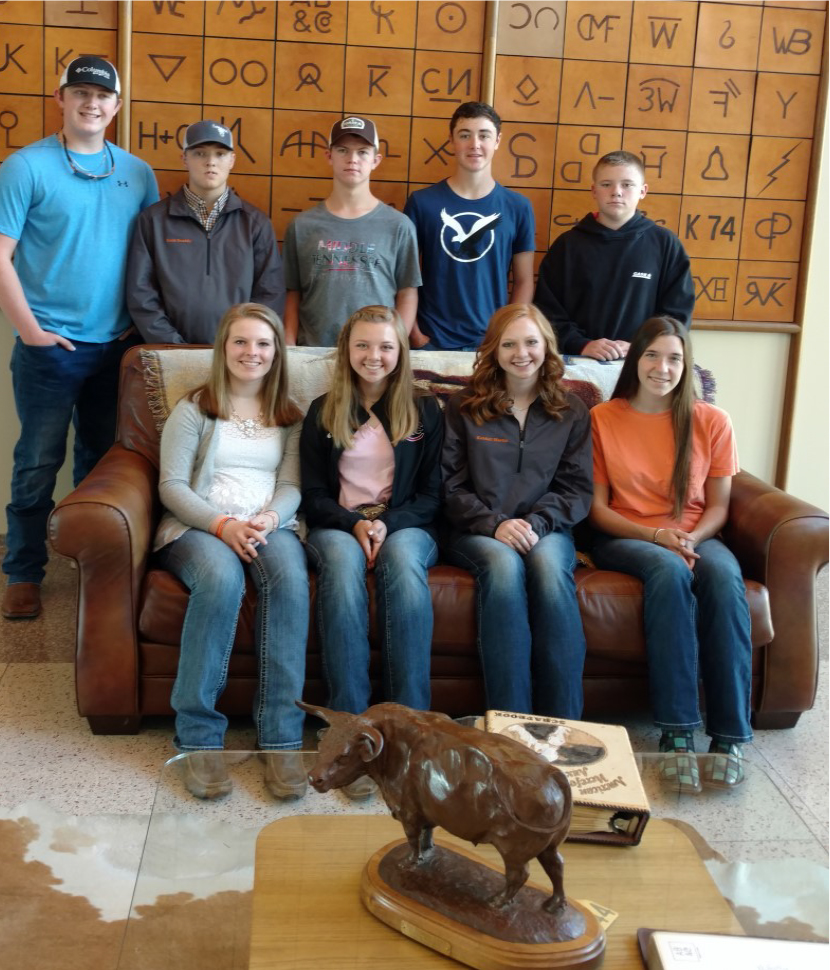 LINCOLN COUNTY - NATIONAL LIVESTOCK QUIZ BOWL CHAMPIONS!! - Seated (Left to right) – Jana Owen, Sorrell Martin, Kendall martin and Juliann Fears. Standing (Left to Right) – Nathan Simmons, Zach Snoddy, Alex Moore, Nolan Paladino and Nic Bradley