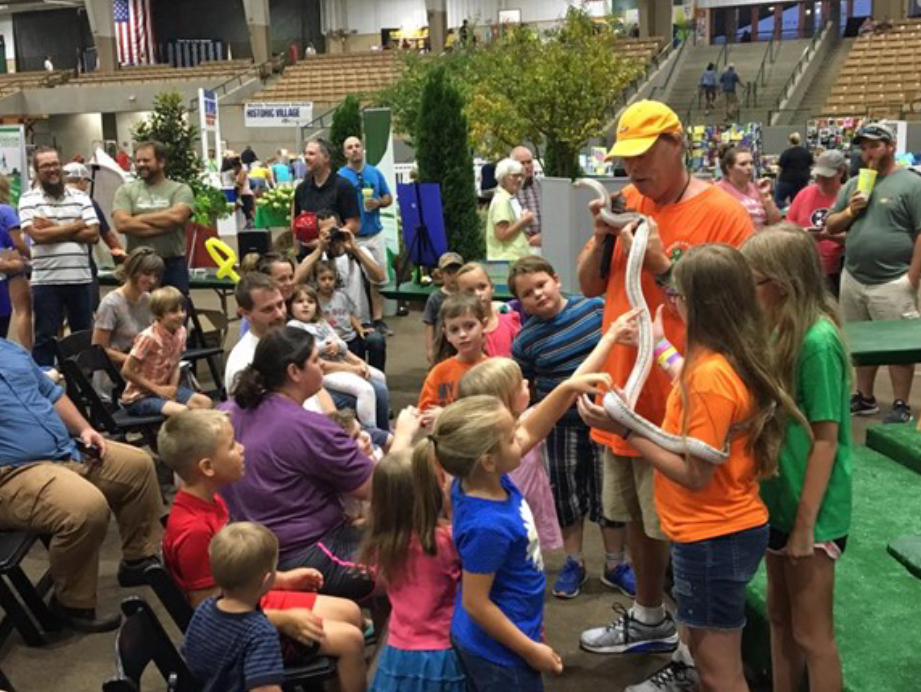 Williamson County Showcases STEM at Fair - 4-H'ers learning about snakes