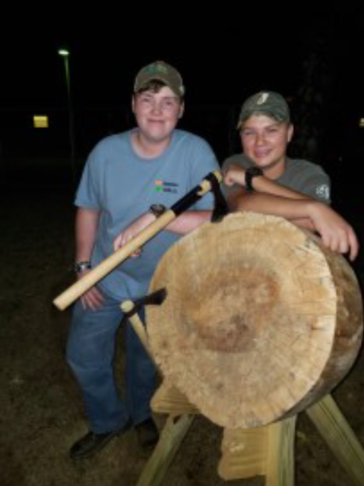 4-H'ers at the Shooting Sports Ax Throwing