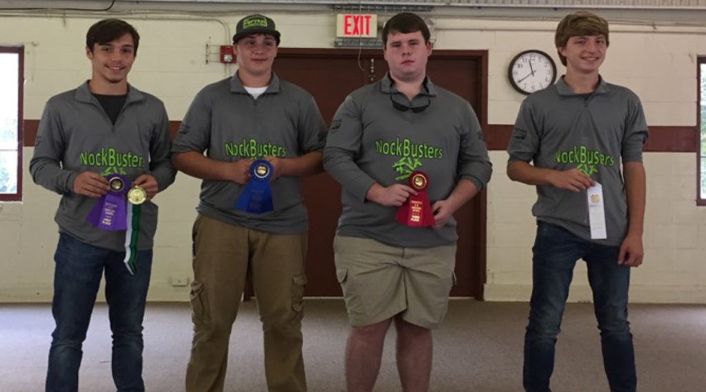 State 4-H Shooting Sports Invitational Winners - Compound Archery Winners - (L to R): River Swafford (1st), Rhea County; Coleman Hamilton (2nd), Rhea County; Bryson Martin (3rd), Rhea County; and Riley Swafford (4th), Rhea County