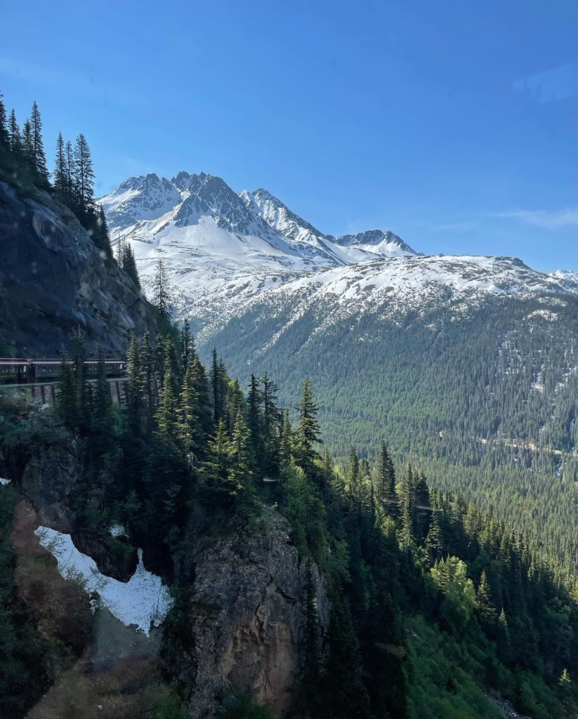 Mountain in Alaska with a train