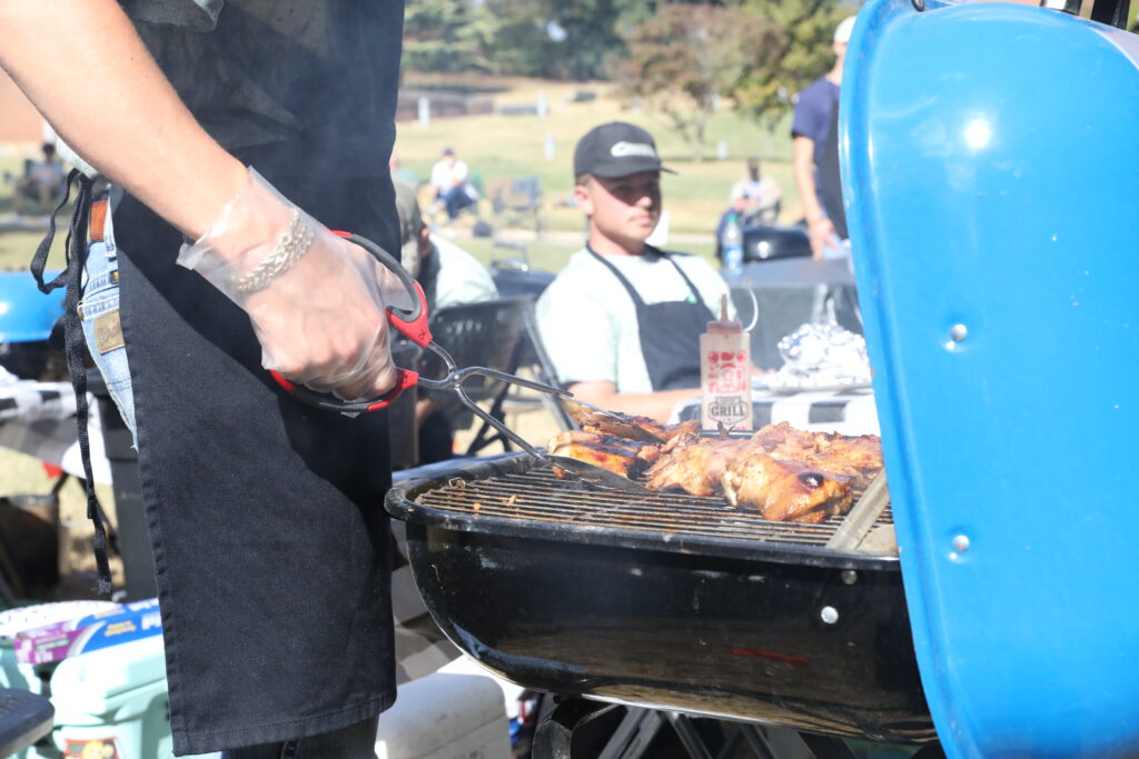 up-close photo of chicken on a grill.