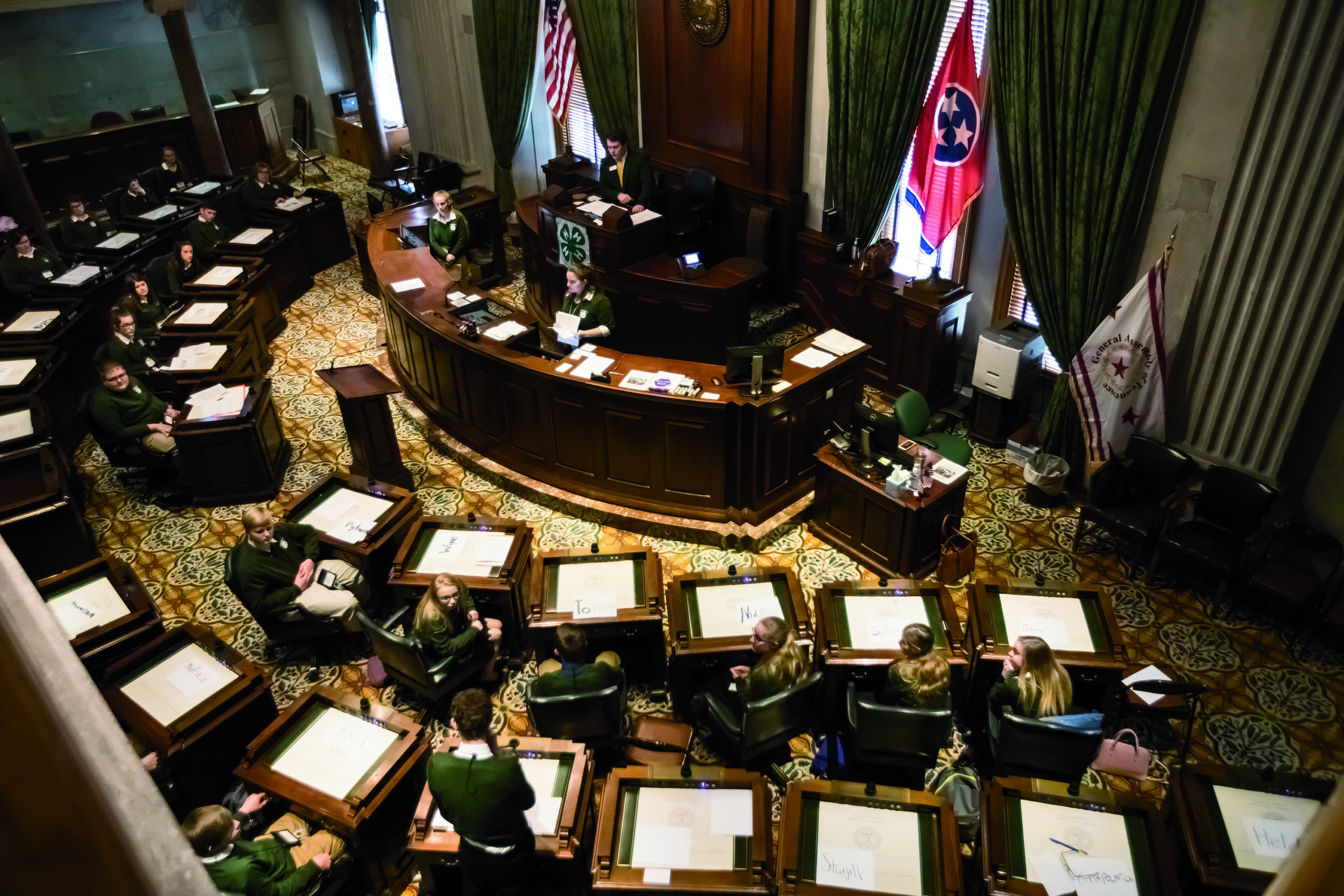 Areal photo youth in the TN Senate Chambers.
