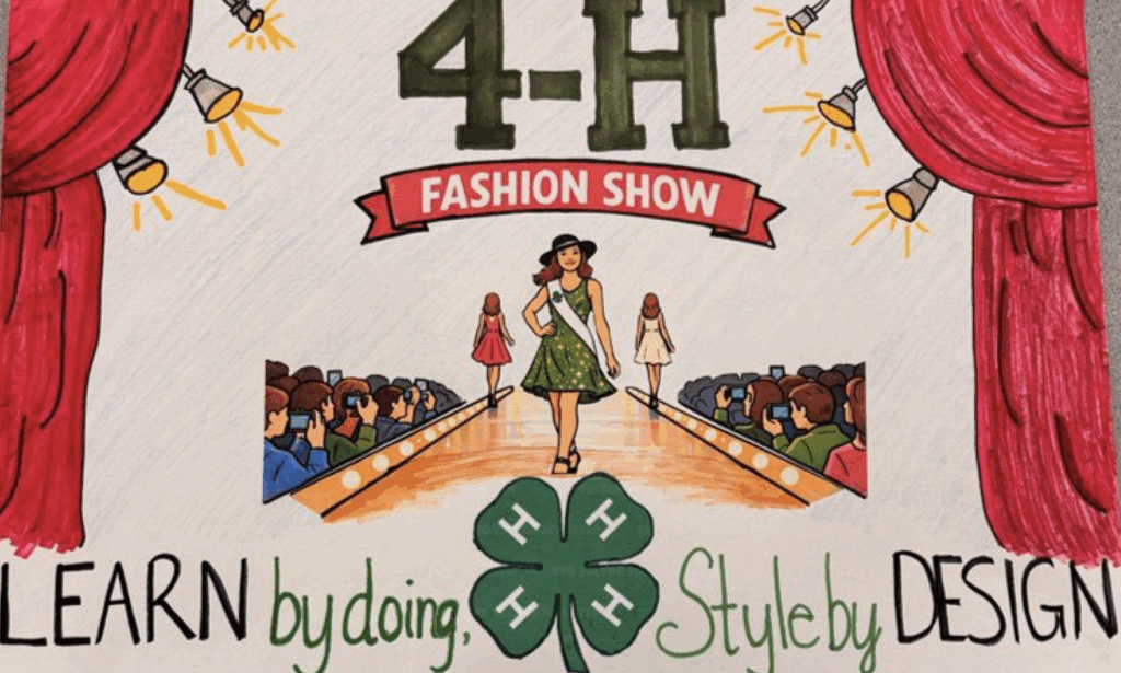 Emma Kate Reynolds - Monroe County, "Learn by doing, Style by Design" poster theme with a drawing of a girl walking down a fashions show runway.