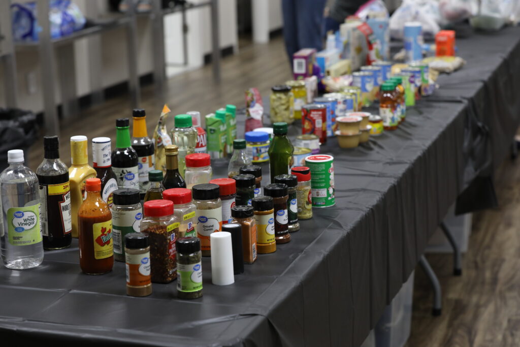 table with a variety of cooking spices.